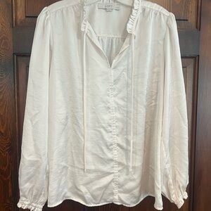 LOFT XL Petite IVORY cotton blouse